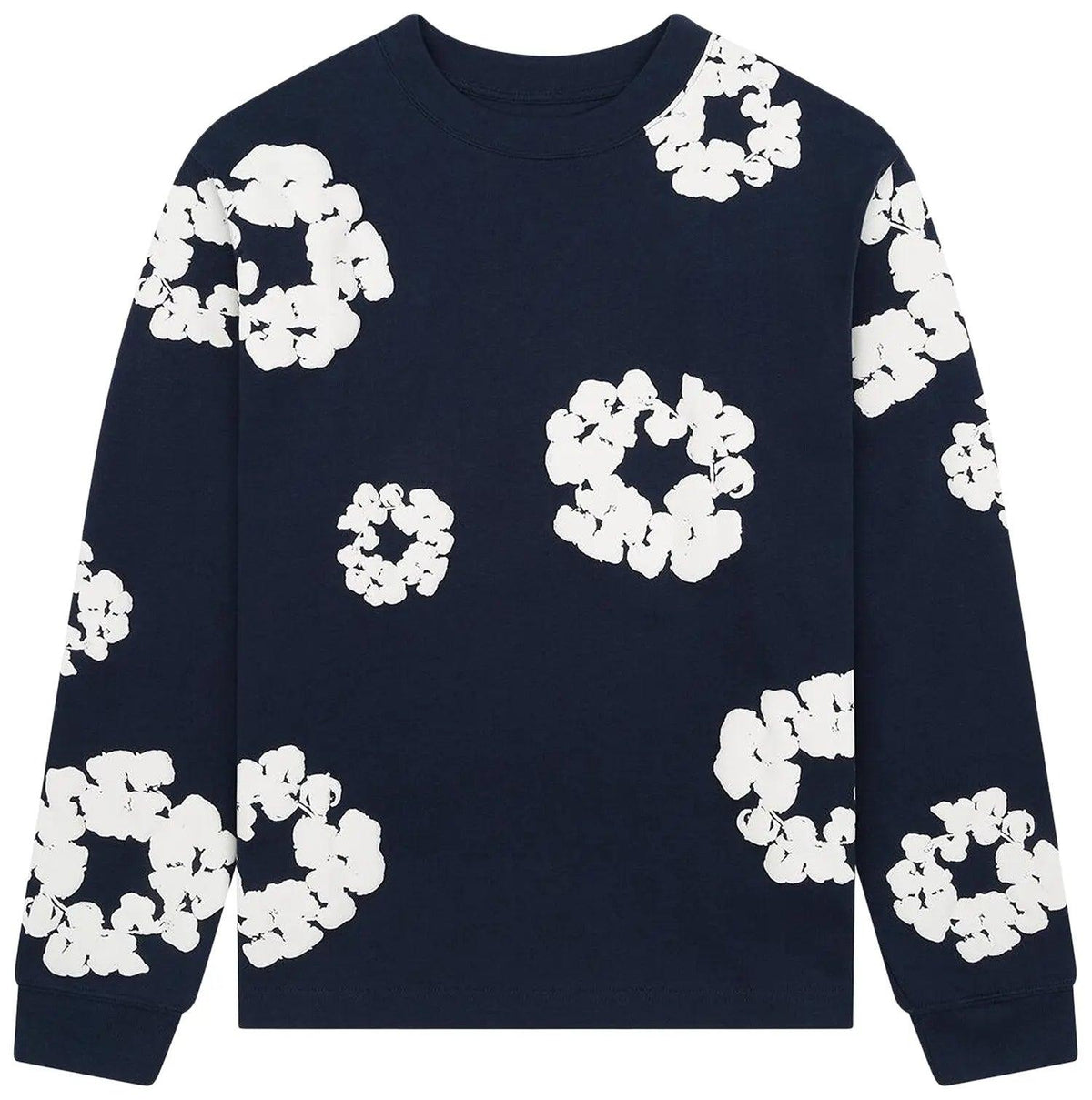 Denim Tears Long Sleeve Cotton Wreath Tee Navy Blue
