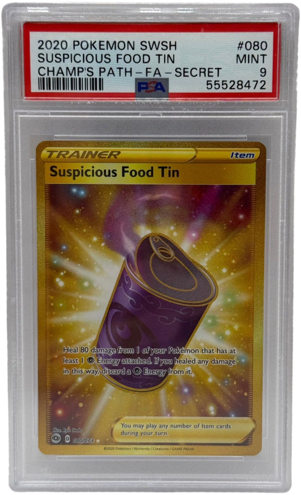 2020 Pokémon Champion's Path Suspicious Food Tin Gold Secre Rare 080/073 PSA 9 MINT