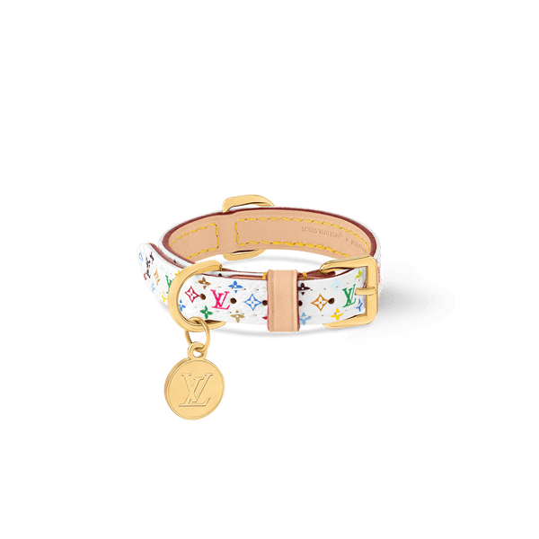 Louis Vuitton x Takashi Murakami Monogram Multicolor Dog Collar XS White Multicolored