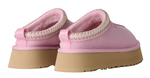 Pair of pink slippers with brown soles on a white background - Image 4