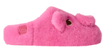 Pink fuzzy slipper with a bow on a white background - Image 1