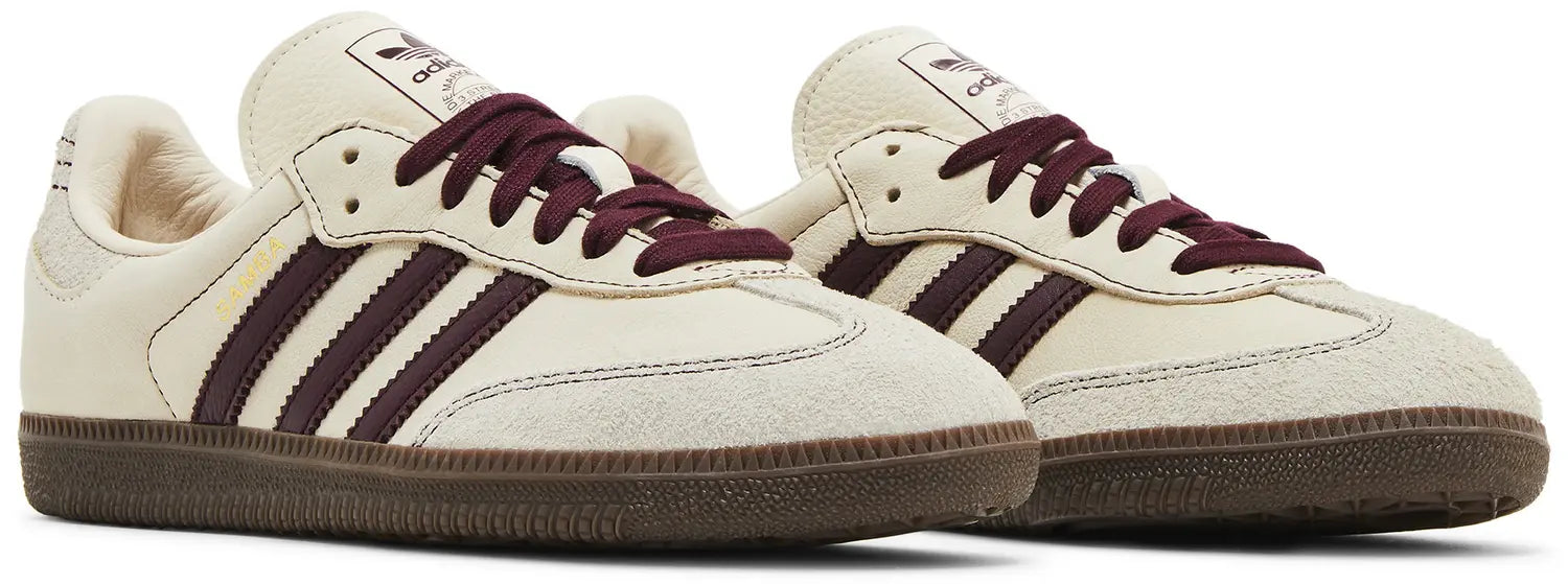 Adidas Samba OG Wonder White Maroon (Women's)