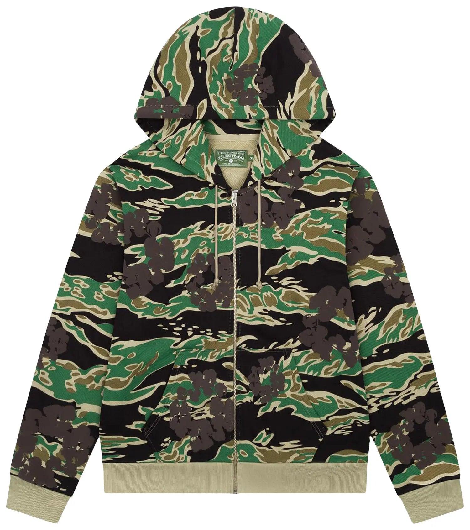 Denim Tears Green Tiger Camo Cotton Wreath Zip Hoodie
