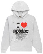 Sp5der Souvenir I Heart Hoodie Heather Grey - Image 1