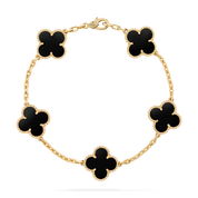 Van Cleef & Arpels Vintage Alhambra bracelet, 5 motifs 18K yellow gold, Onyx