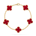 Van Cleef & Arpels Vintage Alhambra bracelet, 5 motifs 18K yellow gold, Carnelian