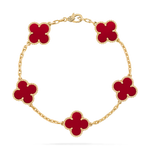 Van Cleef & Arpels Vintage Alhambra bracelet, 5 motifs 18K yellow gold, Carnelian - Image 1