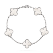 Van Cleef & Arpels Vintage Alhambra bracelet, 5 motifs 18K white gold, Mother-of-pearl