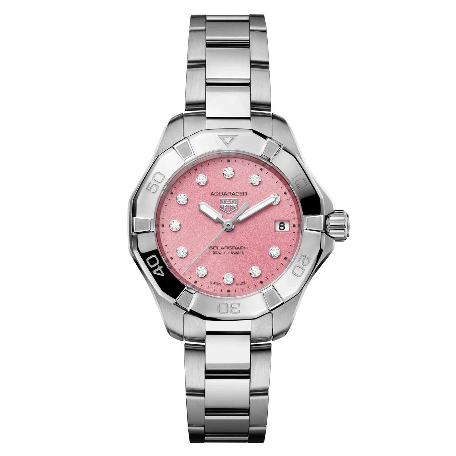 TAG Heuer Aquaracer Professional 200 Solargraph 34mm Ladies Watch Pink (WBP1318.BA0005)