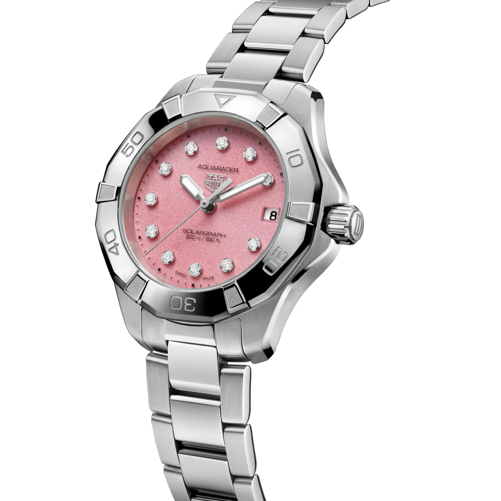 TAG Heuer Aquaracer Professional 200 Solargraph 34mm Ladies Watch Pink (WBP1318.BA0005)