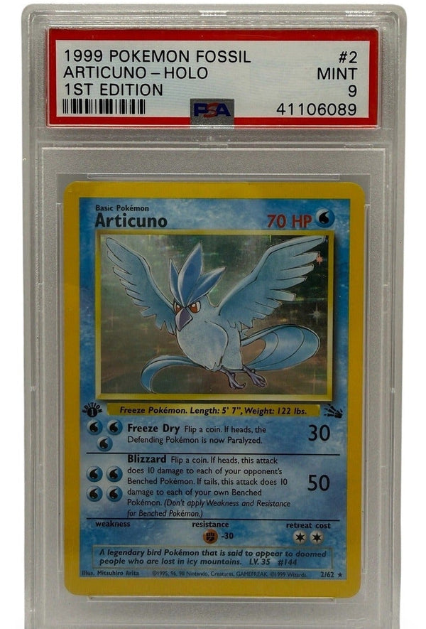 1999 Pokémon Fossil 1st Edition Articuno Holo #2 PSA 9 MINT — photo 1