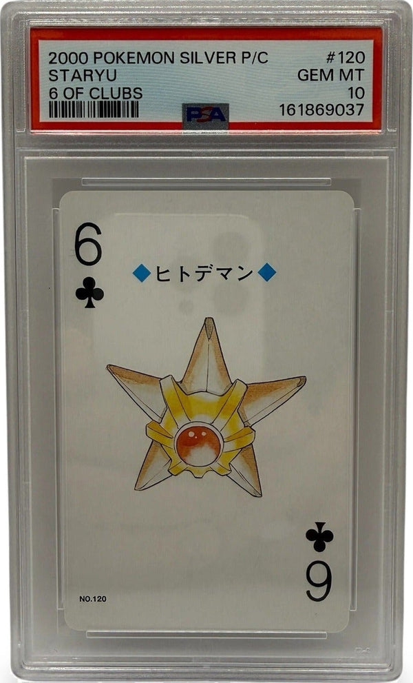 2000 Pokémon Silver Playing Cards Staryu 6 of Clubs #120 PSA 10 GEM MINT — photo 1