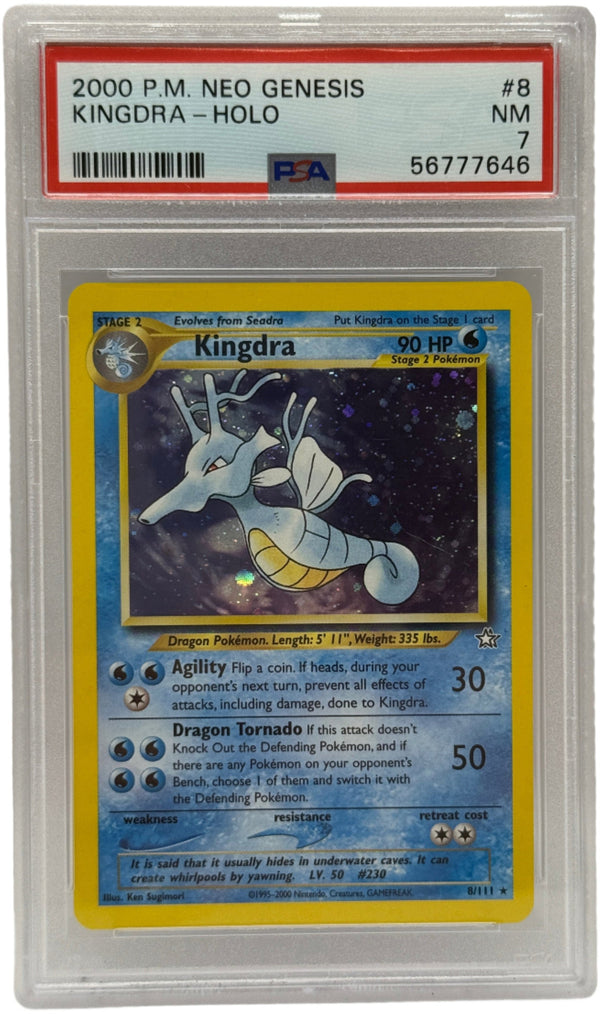 2000 Pokémon Neo Genesis Kingdra Holo 8/111 PSA 7 NEAR MINT