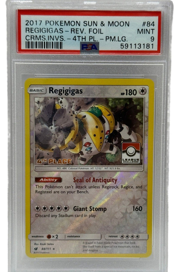 2017 Pokémon League Crismon Invasion Regigigas 4th Place Reverse Holo 84/111 PSA 9 MINT