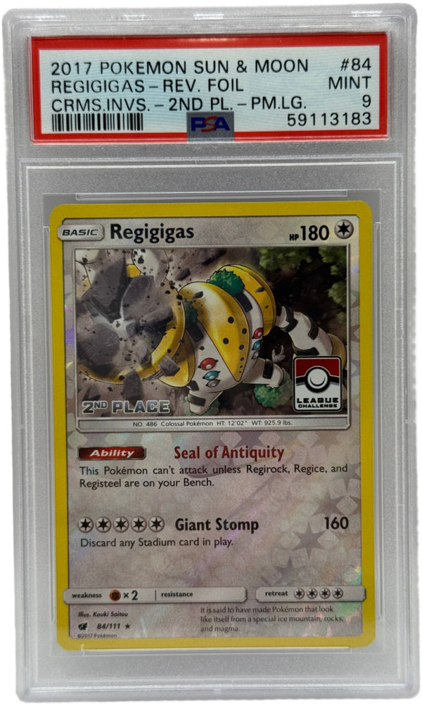 2017 Pokémon League Crismon Invasion Regigigas 2nd Place Reverse Holo 84/111 PSA 9 MINT