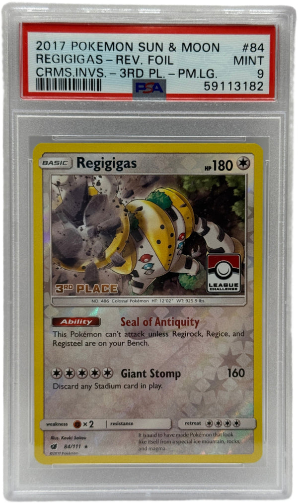 2017 Pokémon League Crismon Invasion Regigigas 3rd Place Reverse Holo 84/111 PSA 9 MINT