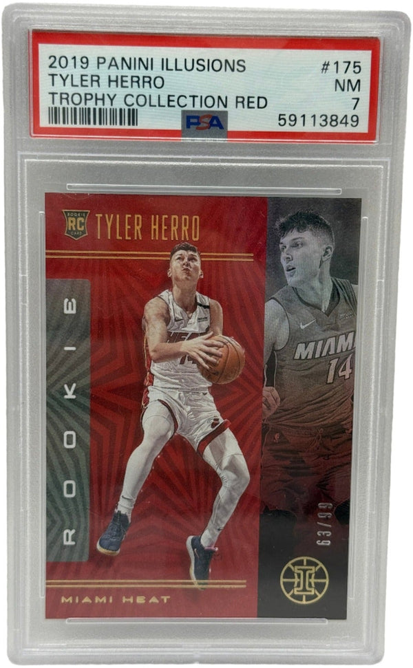 2019 Panini Illusions Tyler Herro Trophy Collection Red /99 Rookie Card #175 PSA 7 NEAR MINT
