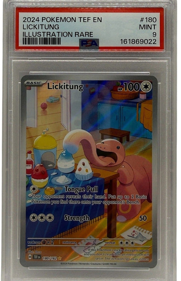 2024 Pokémon SV Temporal Forces Lickitung Illustration Rare #180 PSA 9 MINT — photo 1