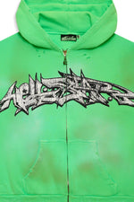 Hellstar Graffiti Zip-Up Hoodie Green - Image 3