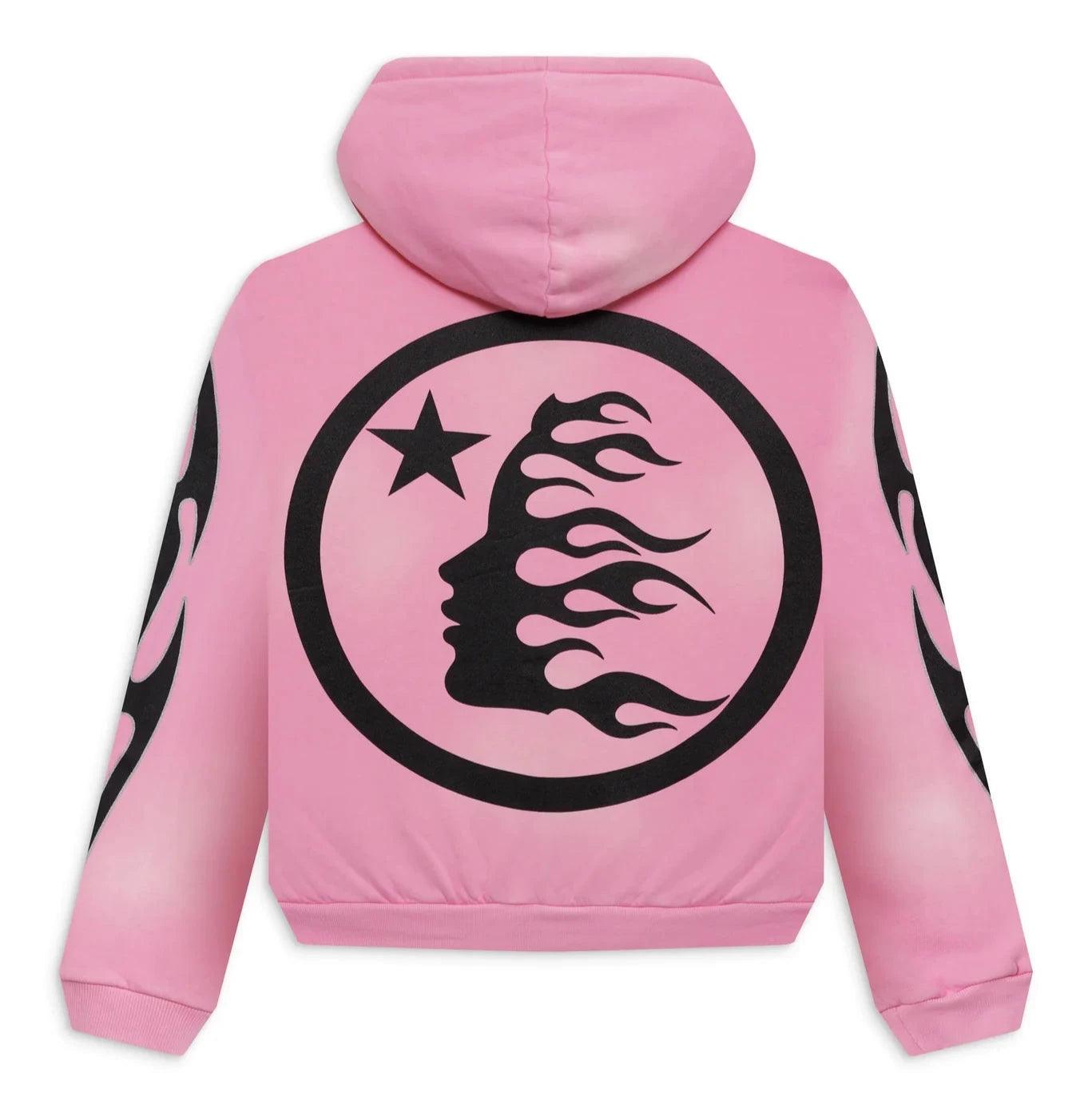Hellstar Sports Flame Zip-Up Hoodie Pink (Valentine's Day)