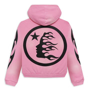 Hellstar Sports Flame Zip-Up Hoodie Pink (Valentine's Day)