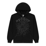 Sp5der OG Web V2 Phantom Zip Up Hoodie Black - Image 1