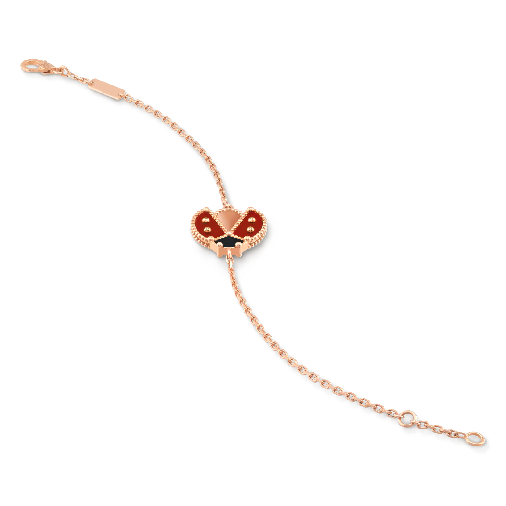 Van Cleef & Arpels Lucky Spring bracelet, open wings ladybug 18K rose gold, Carnelian, Onyx