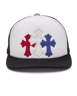 Chrome Hearts Triple Cross USA Trucker Hat Red, White & Blue - Image 1