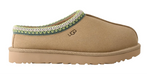 Tan slipper with green trim on a white background - Image 1