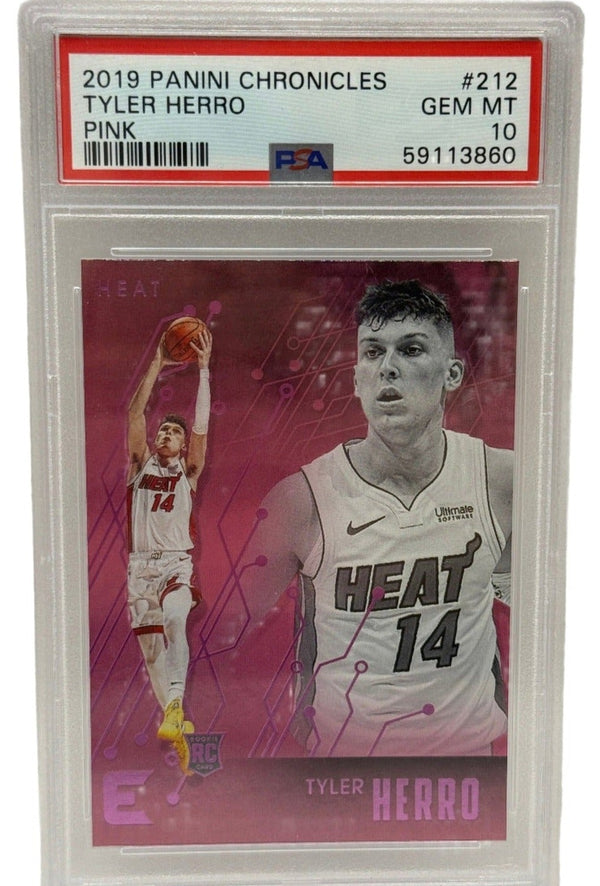 2019 Panini Chronicles Tyler Herro Pink Rookie Card #212 PSA 10 GEM MINT