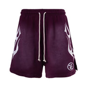 Hellstar Flame Shorts Purple Brown