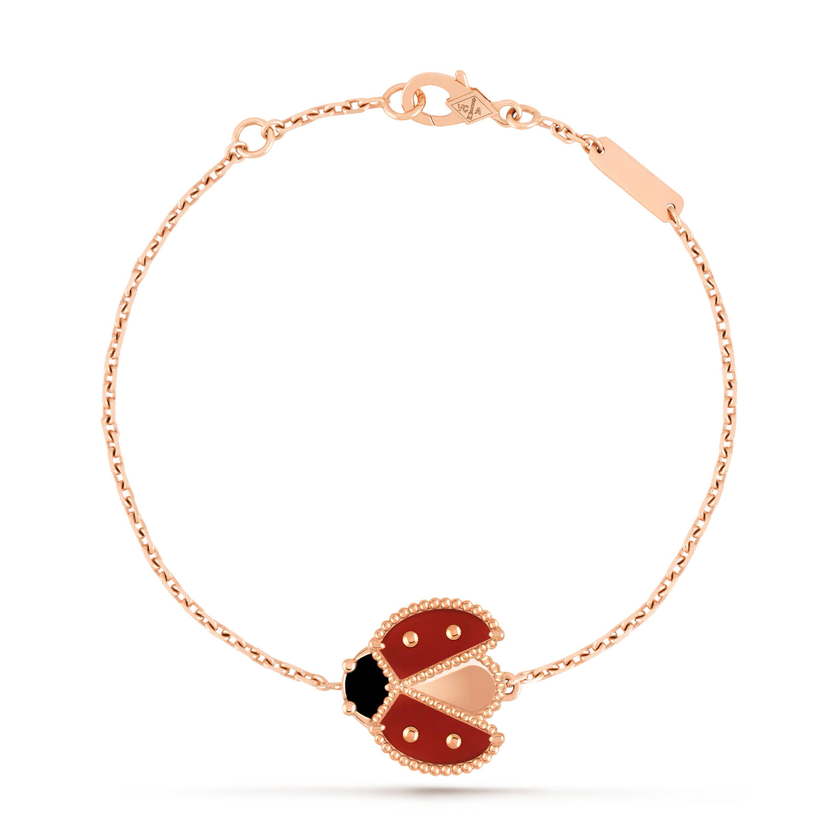 Van Cleef & Arpels Lucky Spring bracelet, open wings ladybug 18K rose gold, Carnelian, Onyx