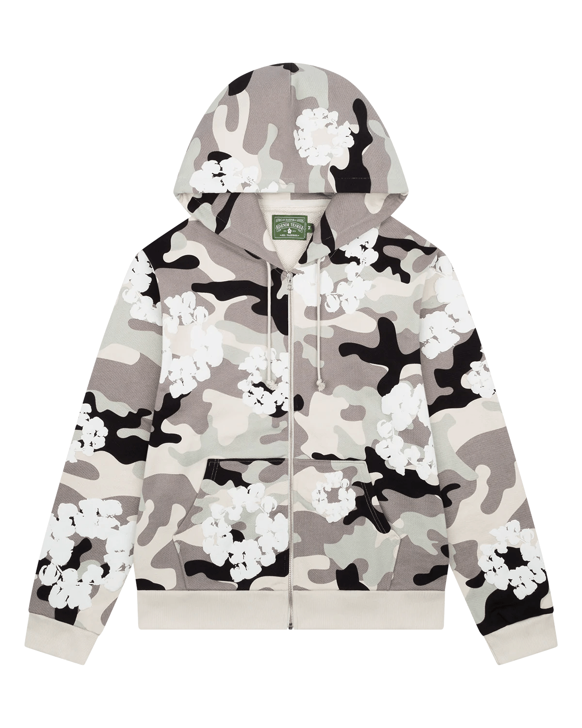 Denim Tears White Snow Camo Cotton Wreath Zip Hoodie