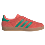 Red Adidas sneaker with green stripes on a white background - Image 1
