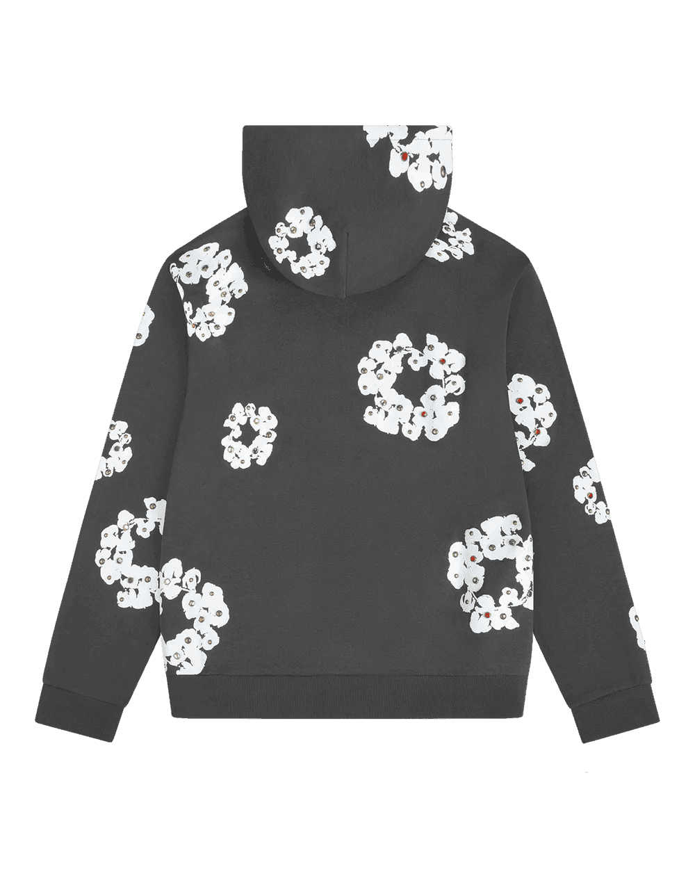 Denim Tears Rhinestone Cotton Wreath Zip Hoodie Vintage Black