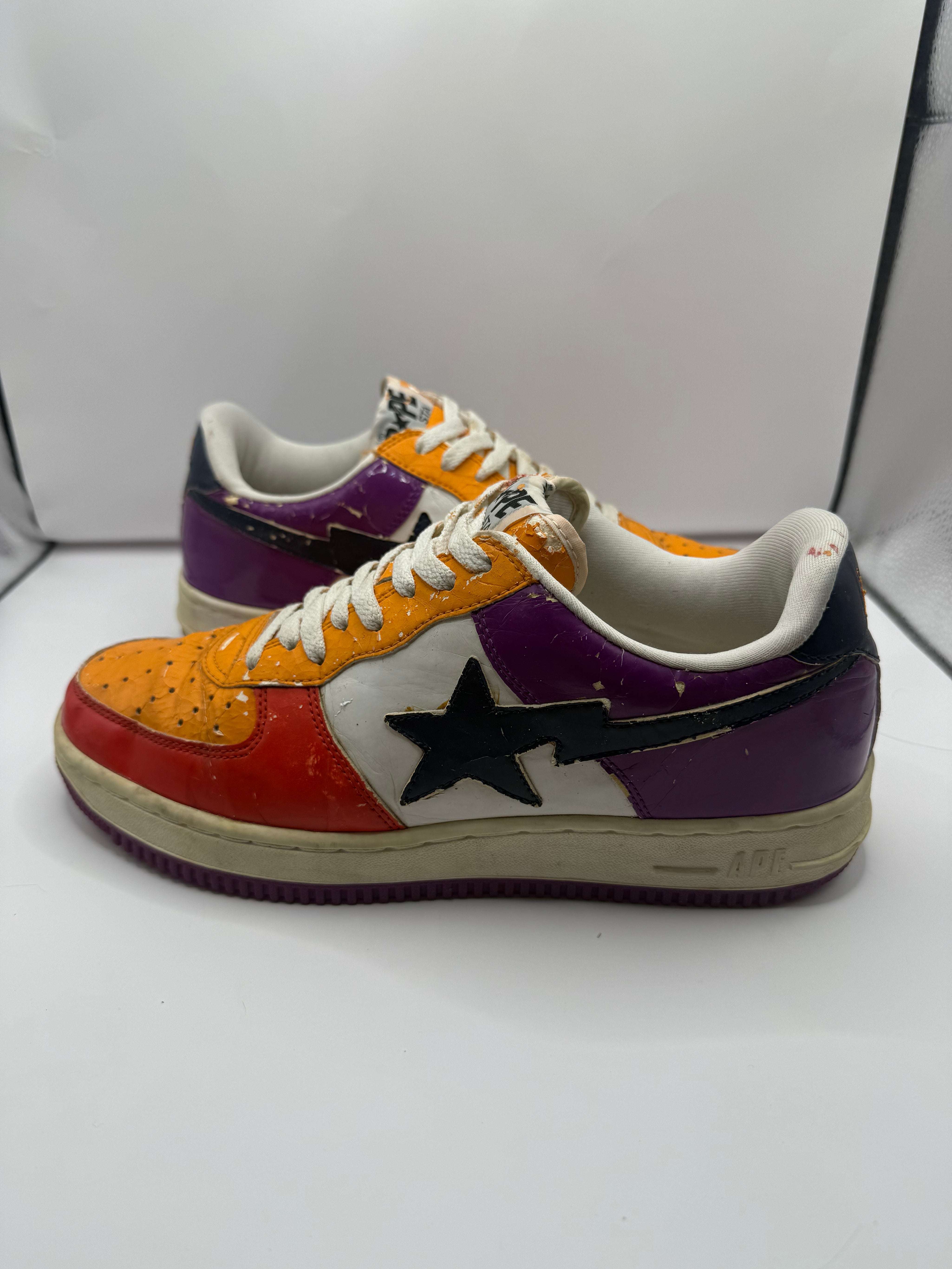 Vintage A Bathing Ape Bape Sta  Foot Soldier Orange / White (USED) - Size 10.5