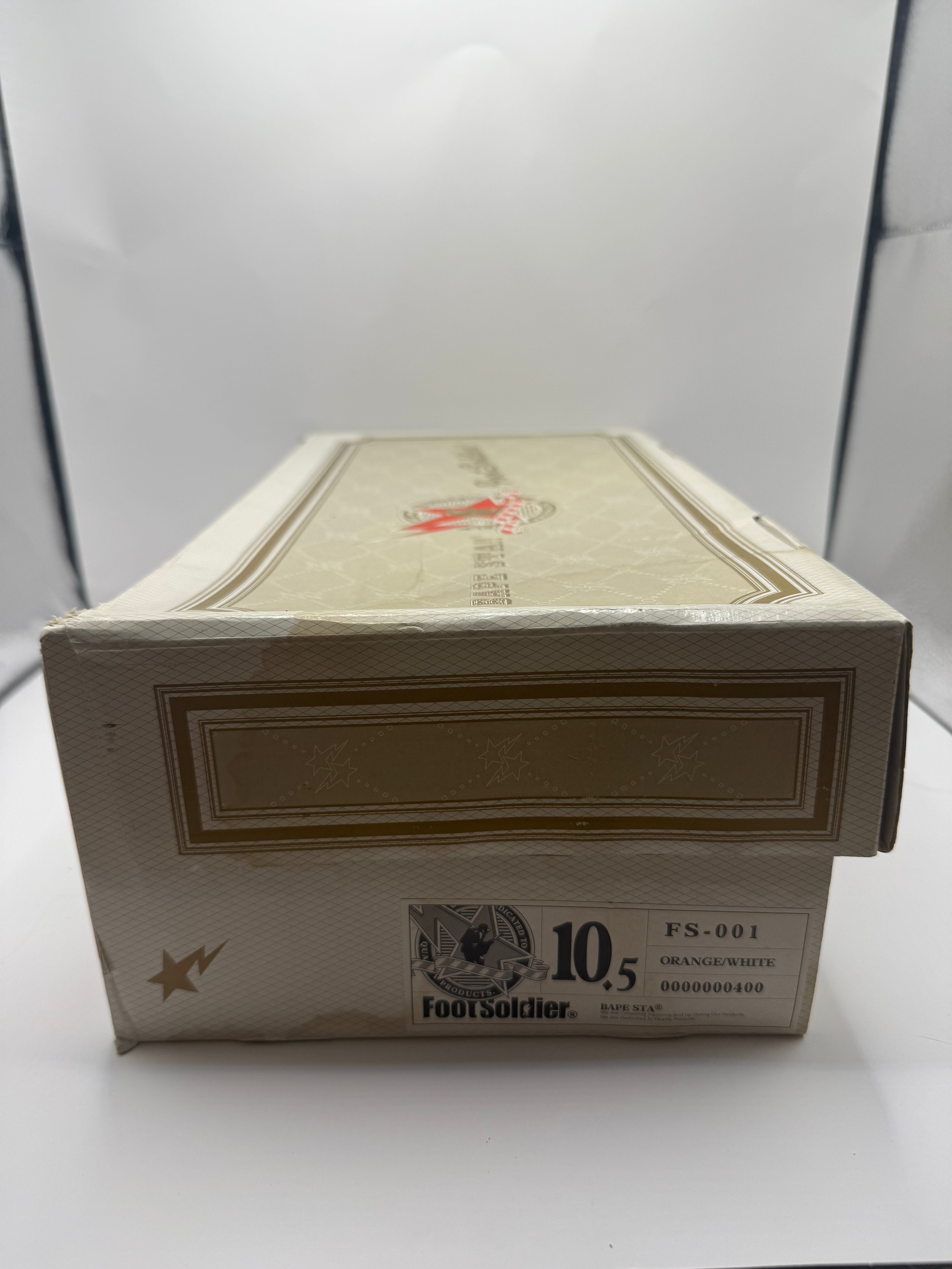 Vintage A Bathing Ape Bape Sta  Foot Soldier Orange / White (USED) - Size 10.5