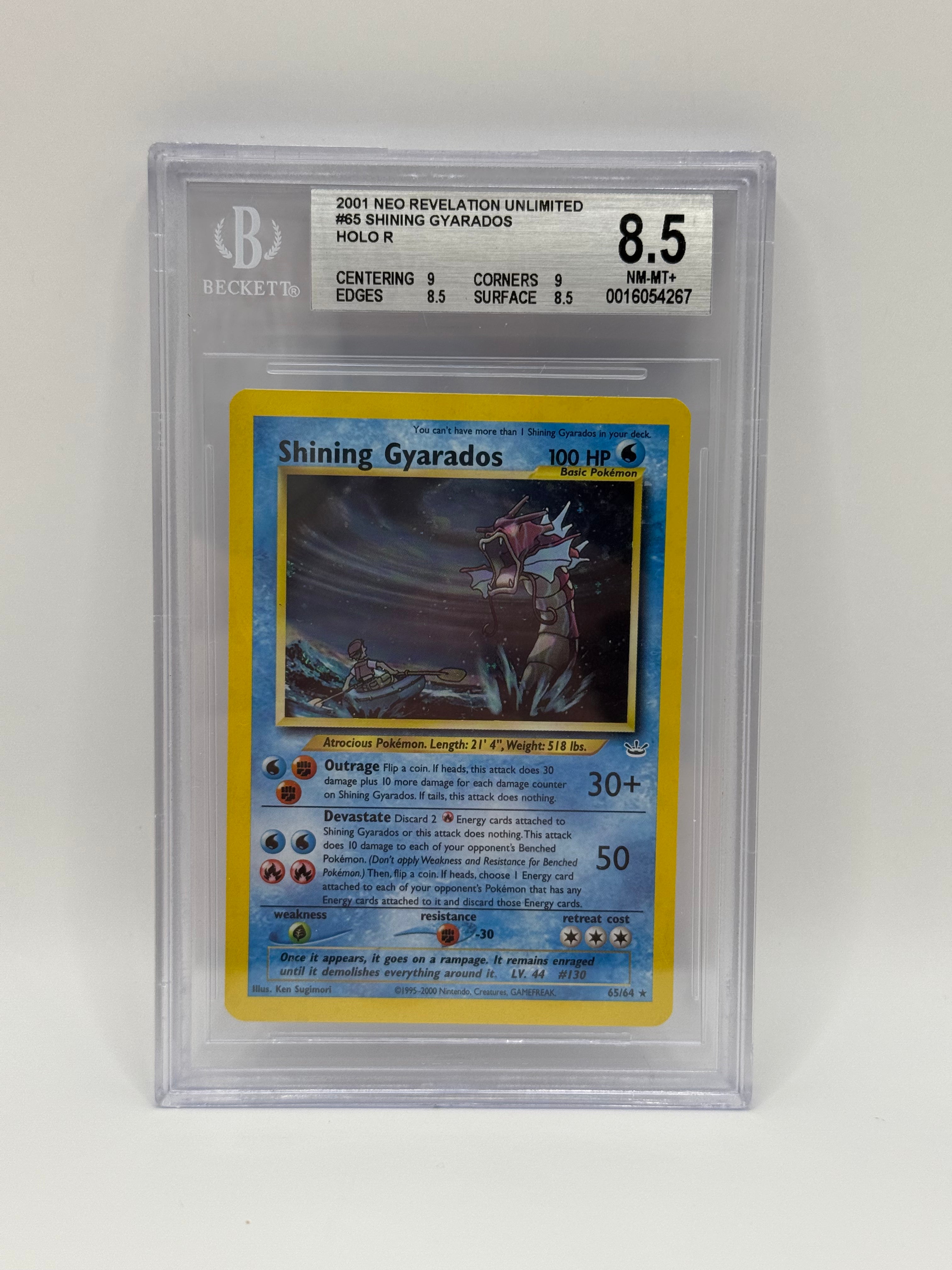 2001 Pokémon Neo Revelation Shining Gyarados Holo 65/64 BGS 8.5 NEAR MINT - MINT +