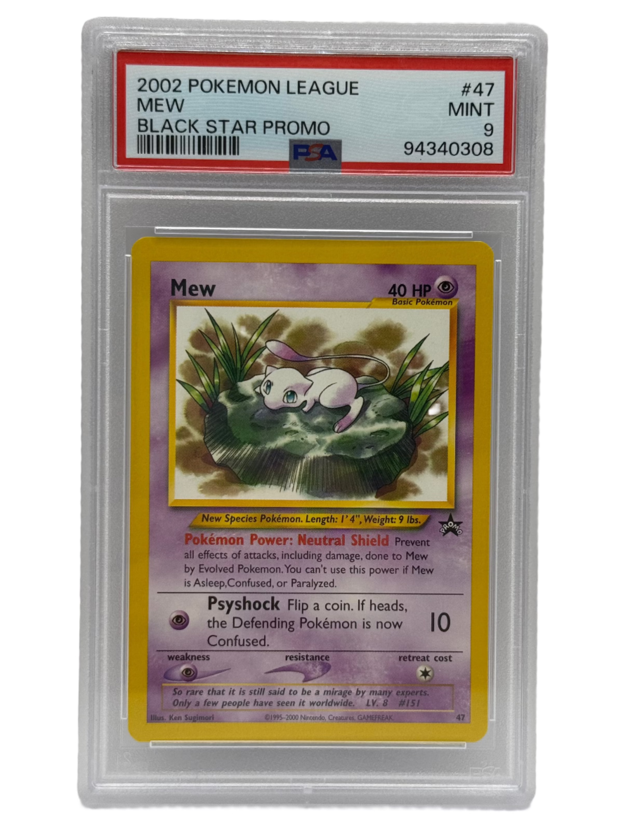 2002 Pokémon League Mew Black Star Promo #47 PSA 9 MINT