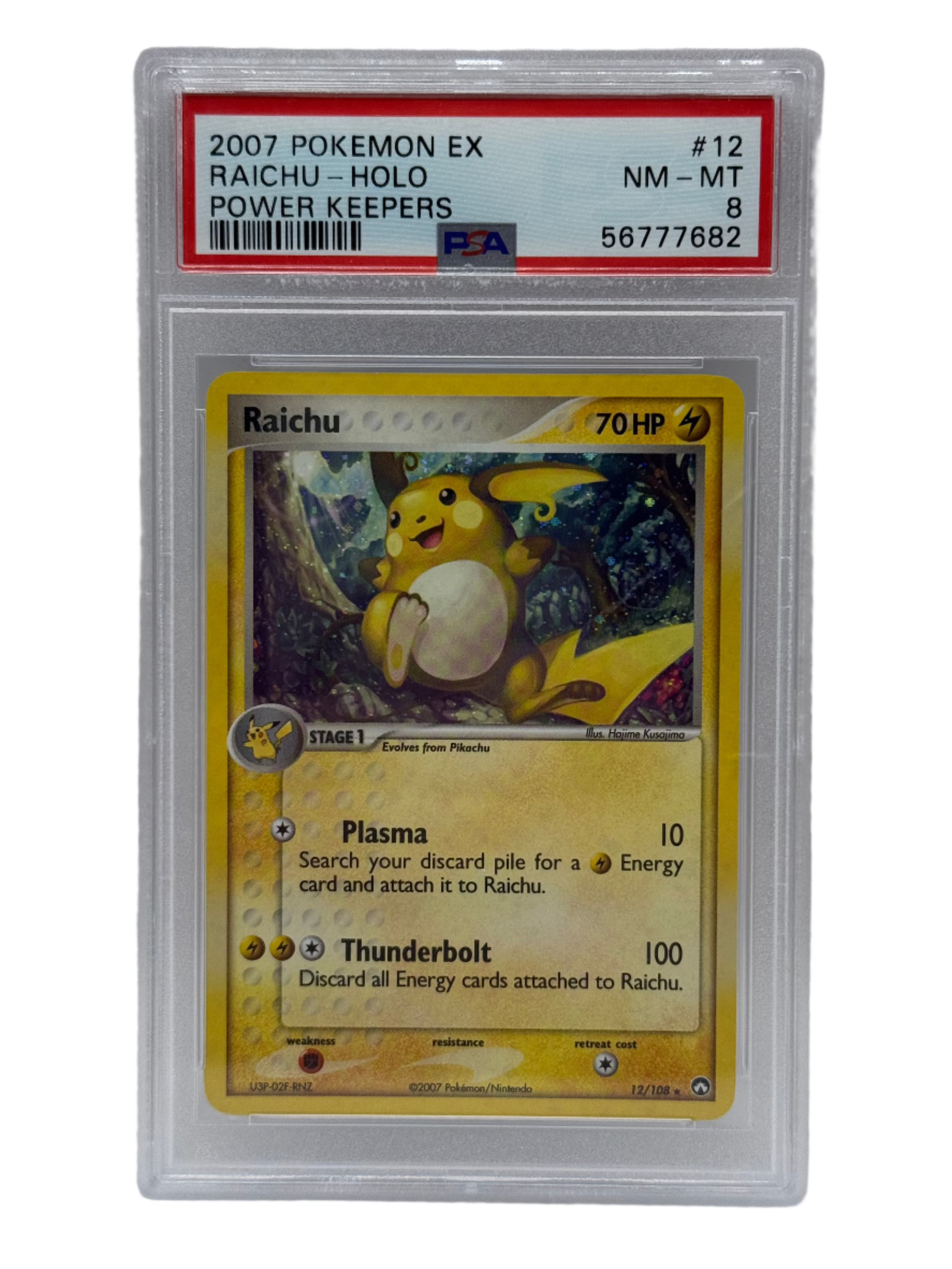 2007 Pokémon Ex Power Keeps Raichu Holo 12/108 PSA 8 NEAR MINT - MINT