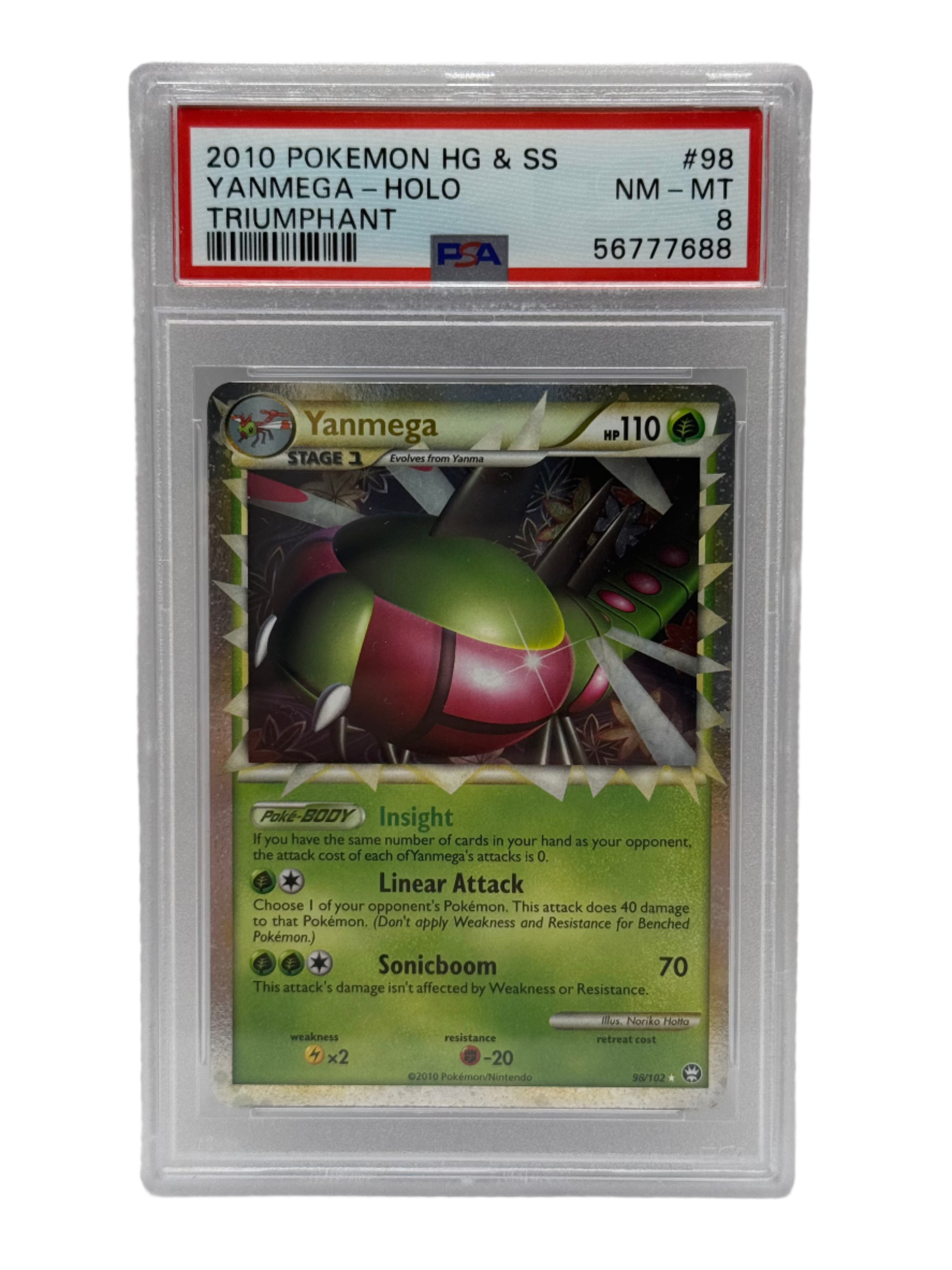 2010 Pokémon HG & SS Triumphant Prime Yanmega Holo 98/102 PSA 8 NEAR MINT - MINT