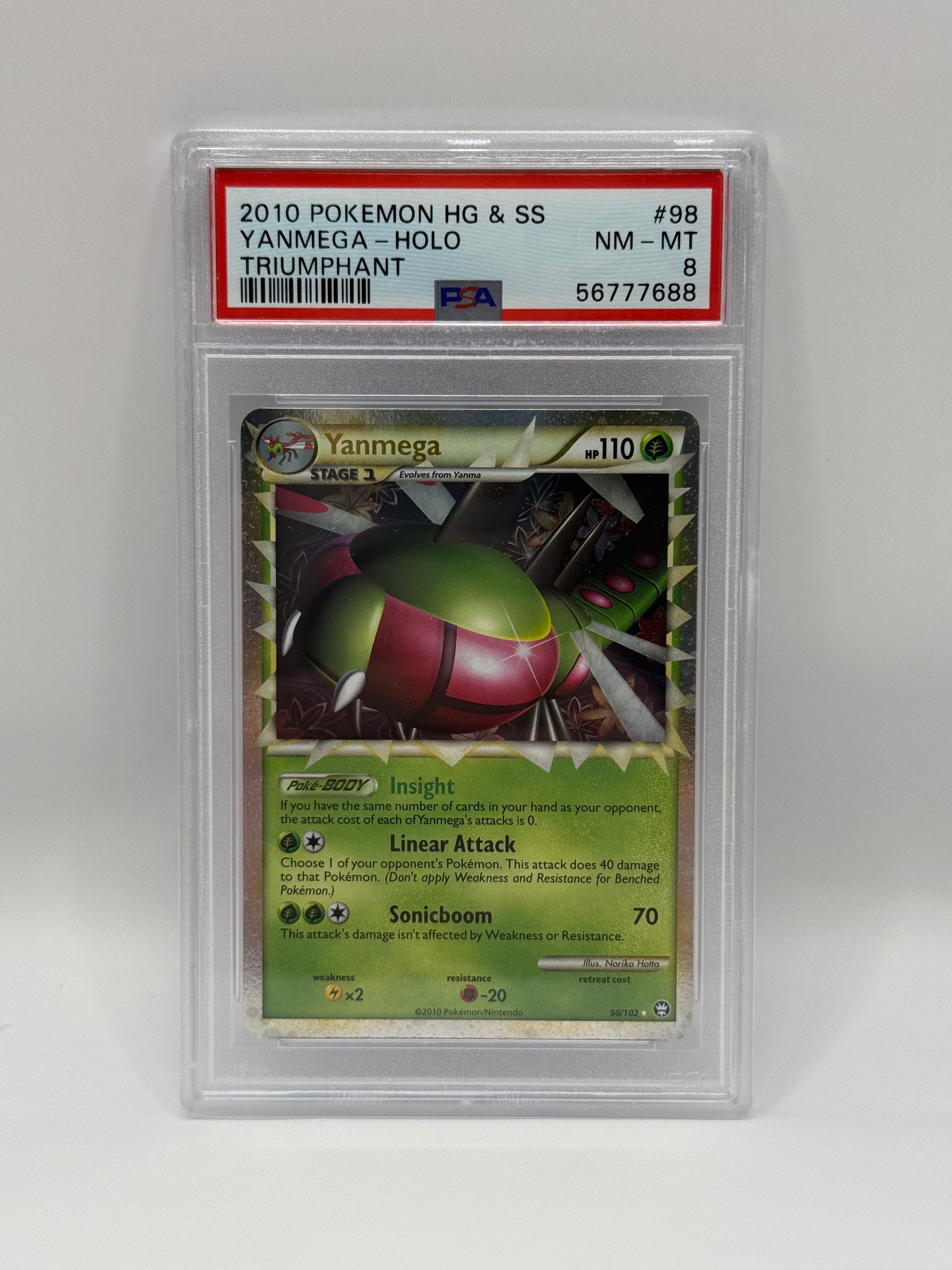 2010 Pokémon HG & SS Triumphant Prime Yanmega Holo 98/102 PSA 8 NEAR MINT - MINT