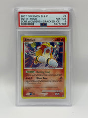 2007 Pokémon D & P Secret Wonders Entei Holo Cracked Ice 4/132 PSA 8 NEAR MINT - MINT