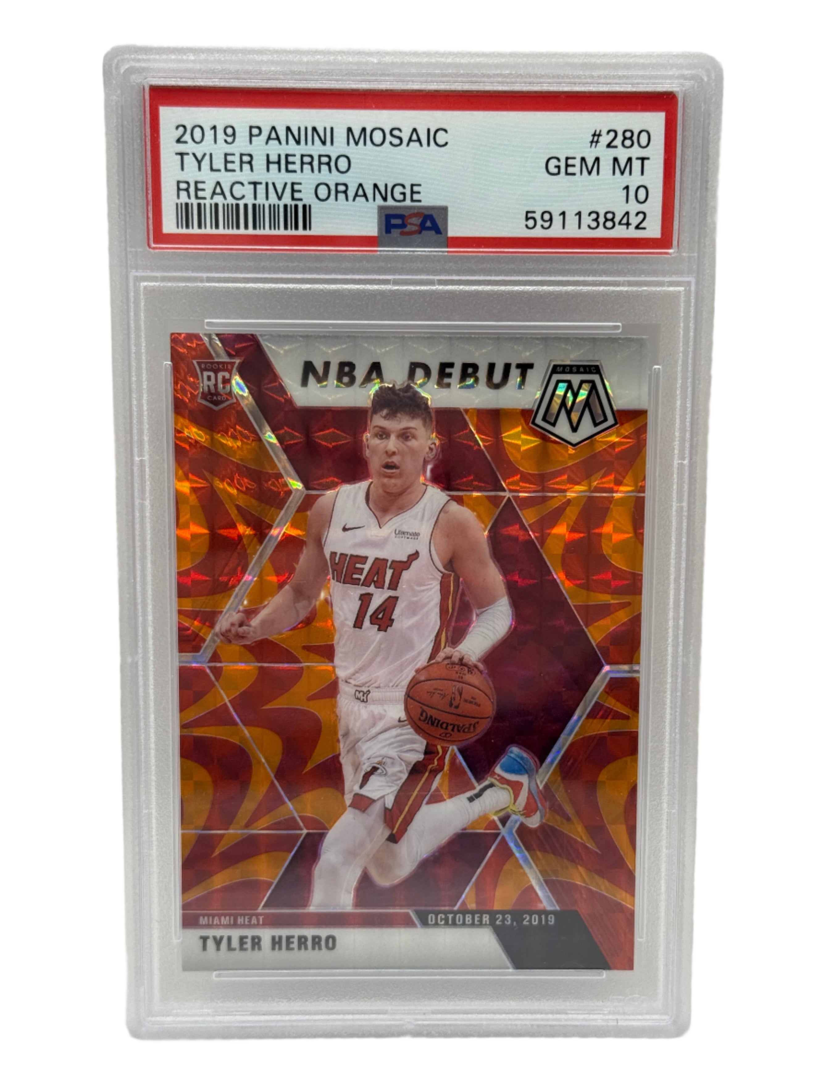 2019 Panini Mosaic Tyler Herro Reactive Orange Rookie Card #280 PSA 10 GEM MINT