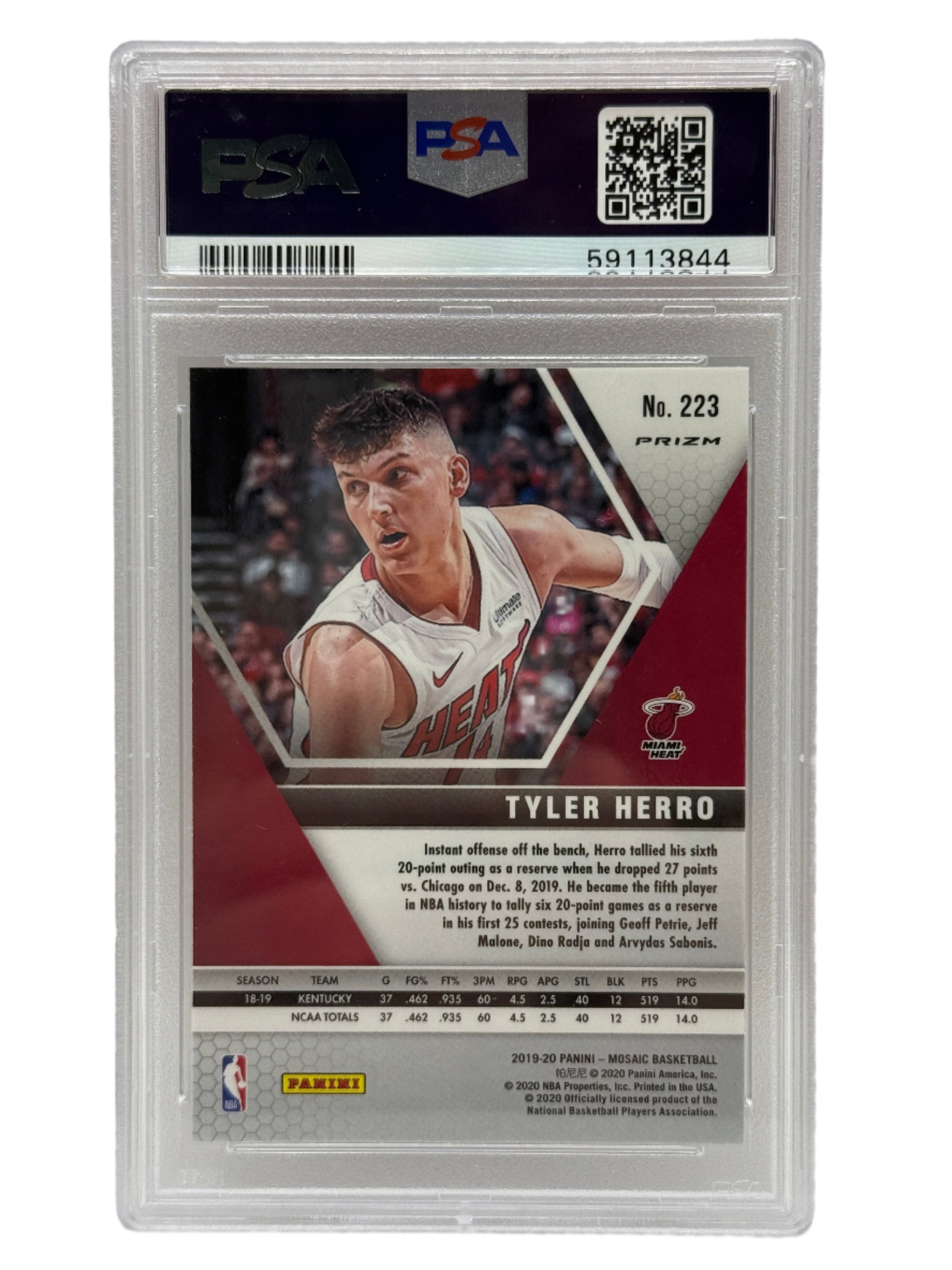 2019 Panini Mosaic Tyler Herro Fast Break Silver Rookie Card #223 PSA 10 GEM MINT