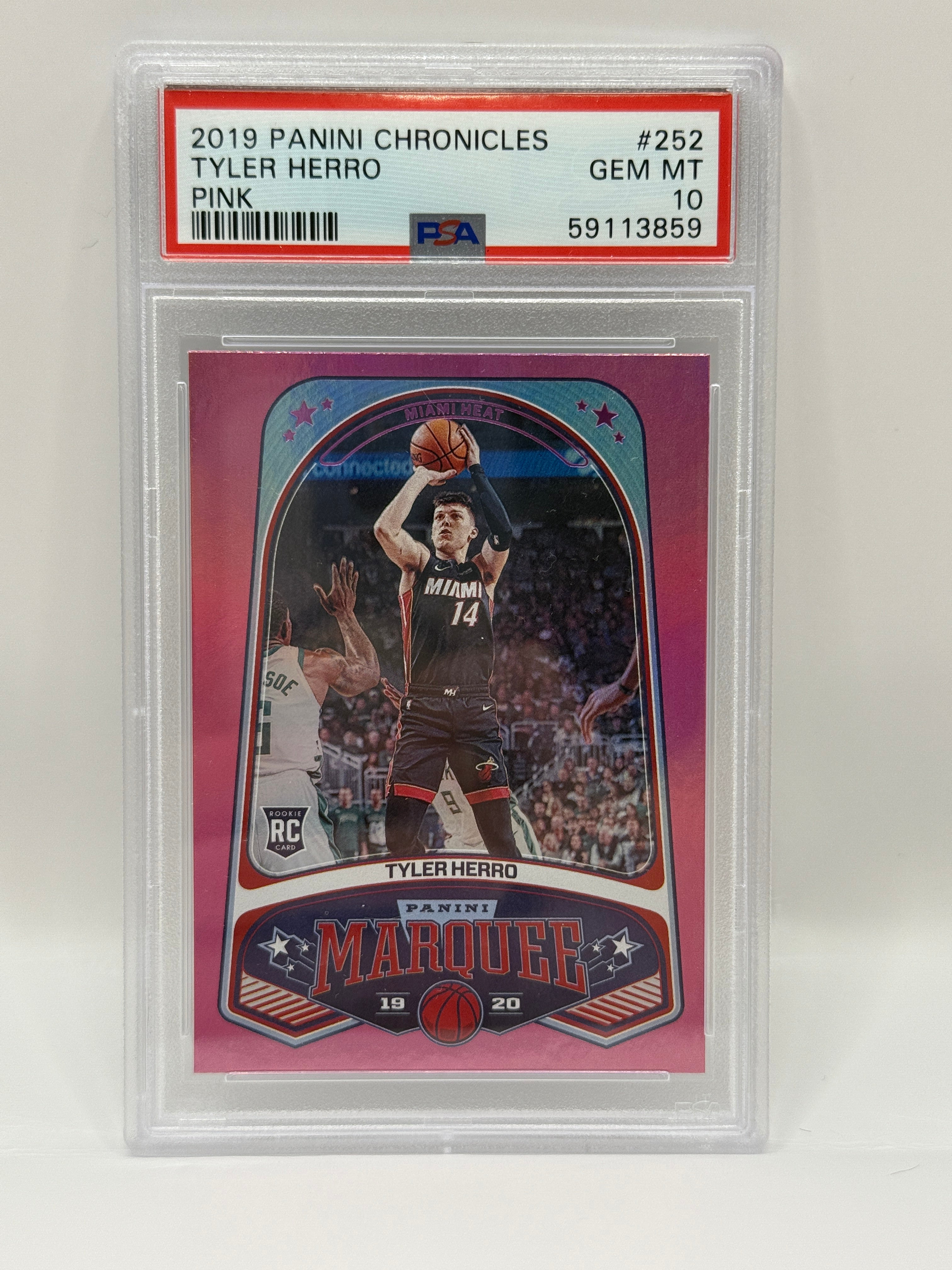 2019 Panini Chronicles Tyler Herro Pink Rookie Card #252 PSA 10 GEM MINT