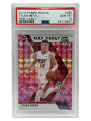 2019 Panini Mosaic Tyler Herro Pink Camo Rookie Card #280 PSA 10 GEM MINT