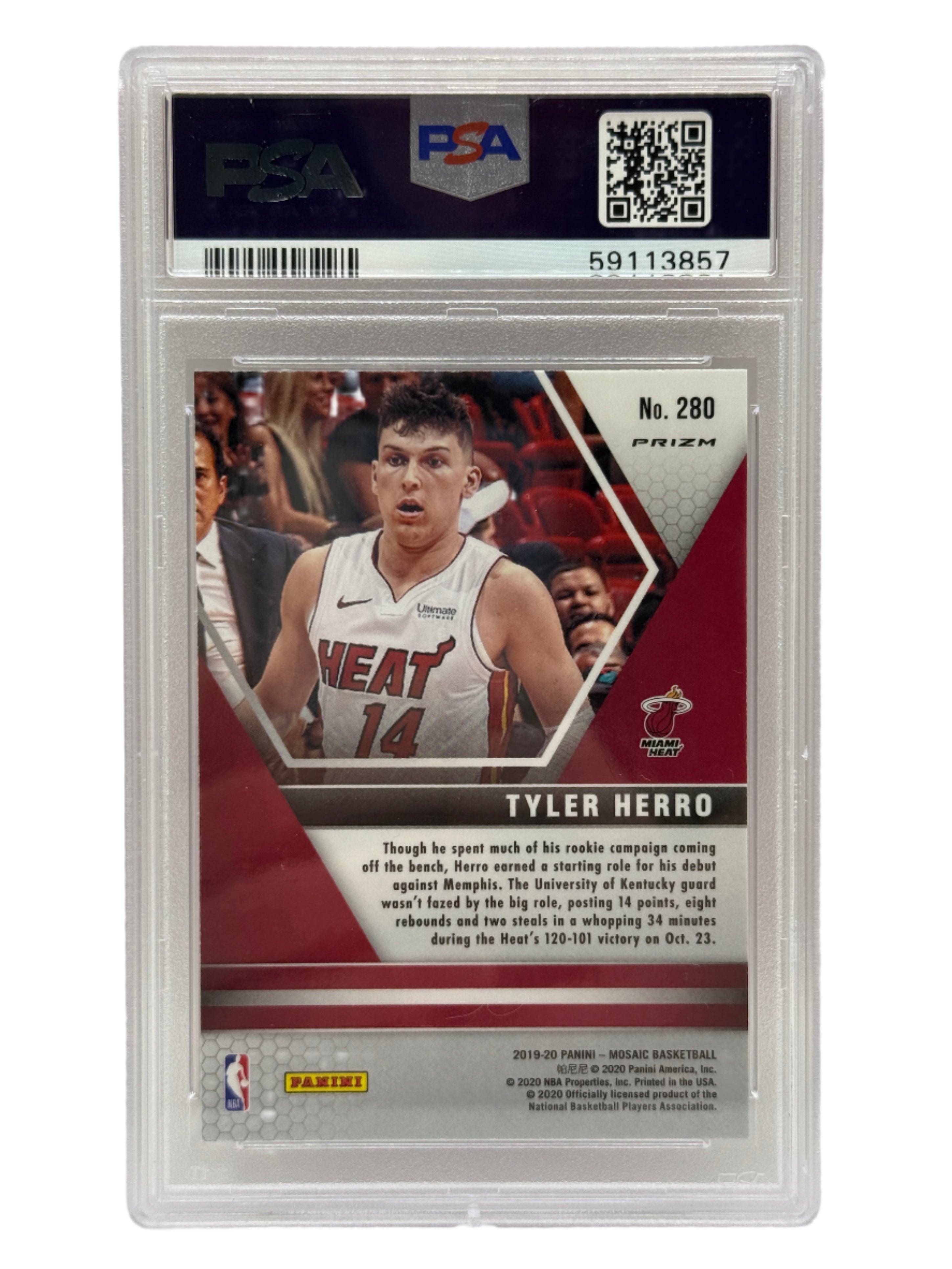 2019 Panini Mosaic Tyler Herro Pink Camo Rookie Card #280 PSA 10 GEM MINT