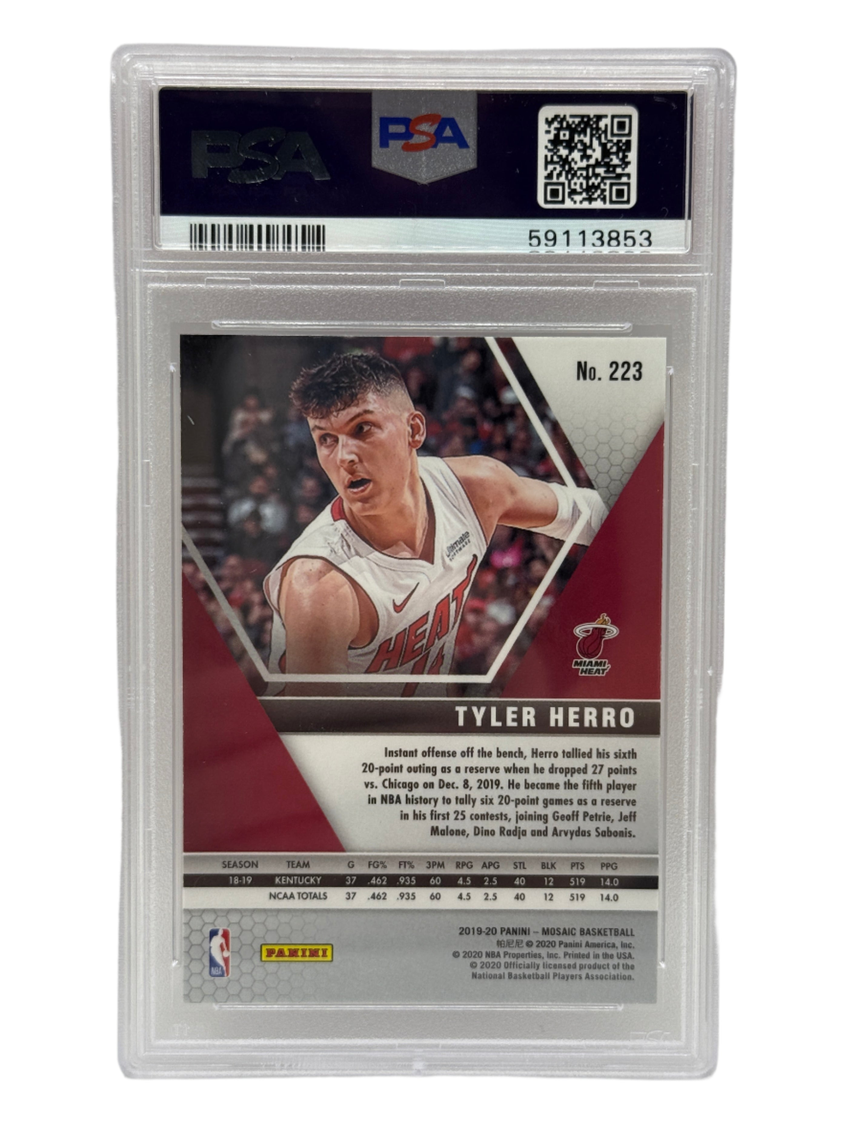 2019 Panini Mosaic Tyler Herro Rookie Card #223 PSA 10 GEM MINT