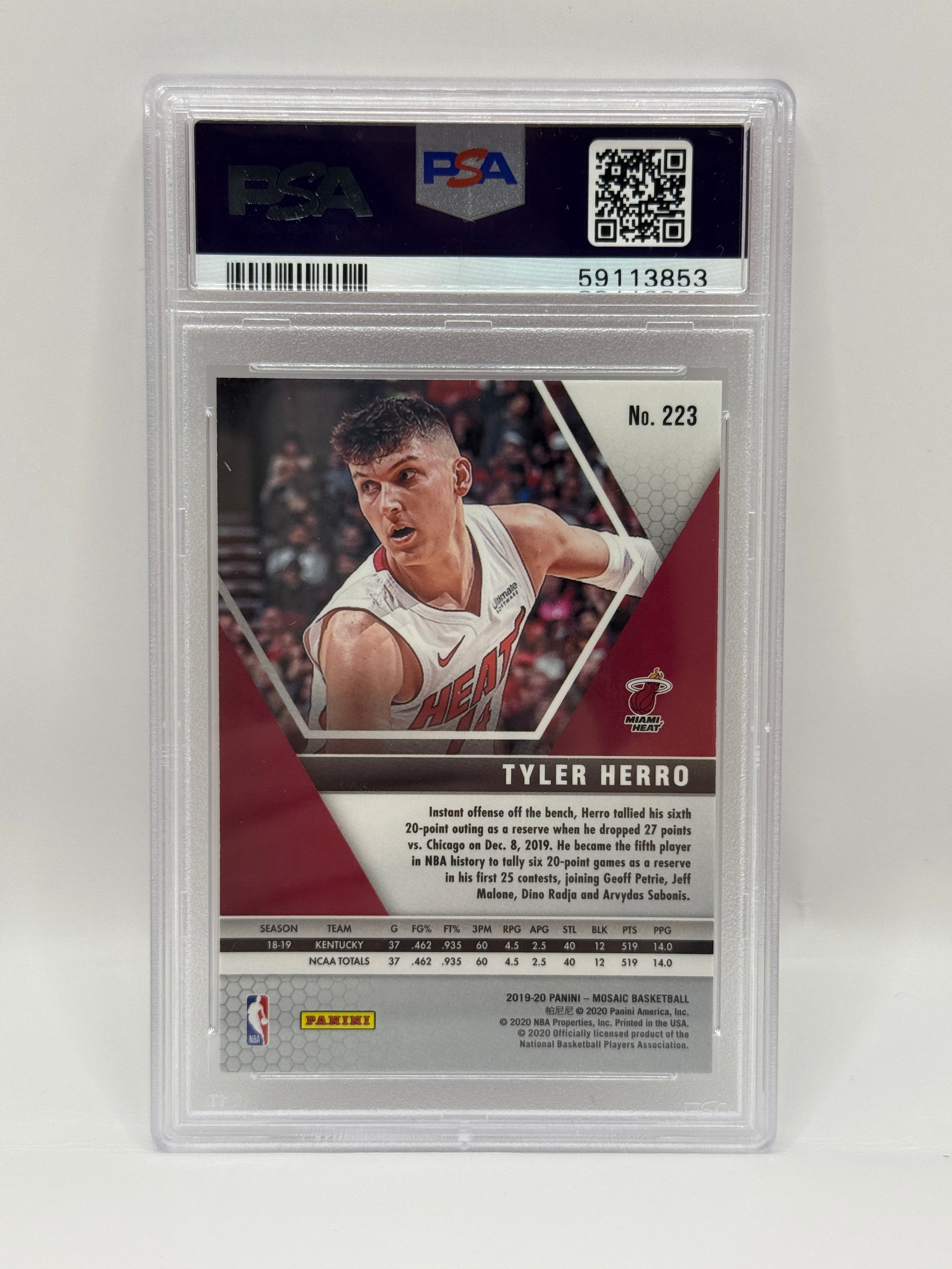 2019 Panini Mosaic Tyler Herro Rookie Card #223 PSA 10 GEM MINT